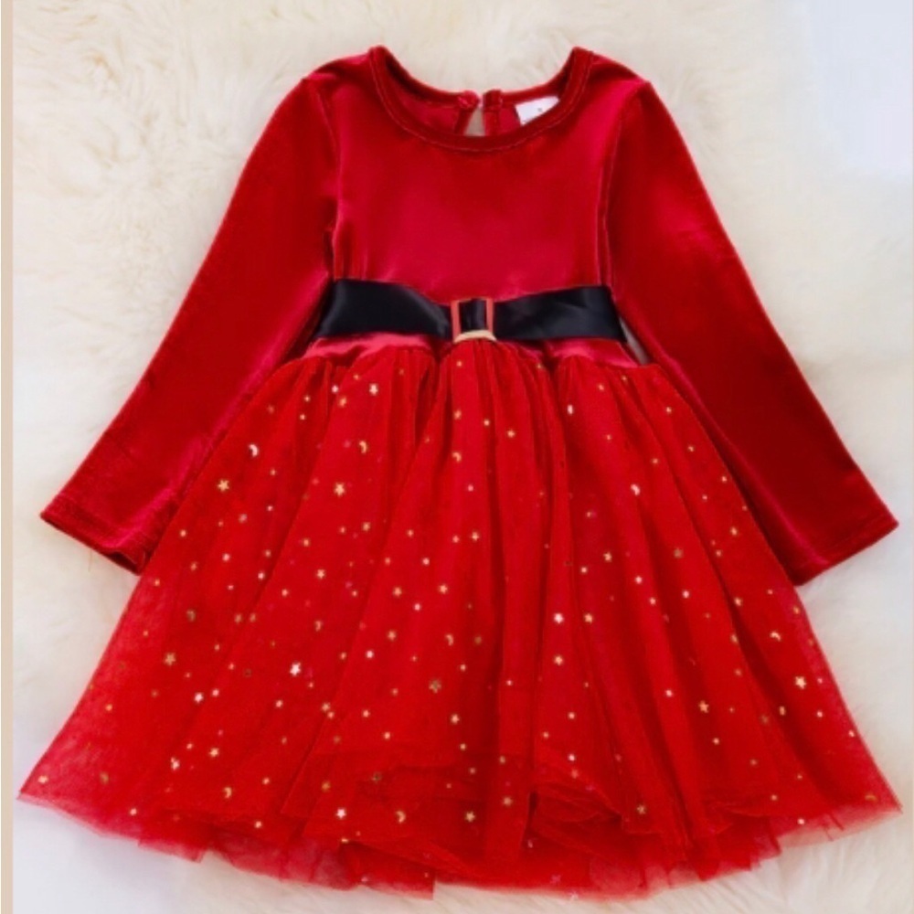 Red Velvet Tulle Valentine Holiday Party Dress Girls NWOT - Picture 1 of 3